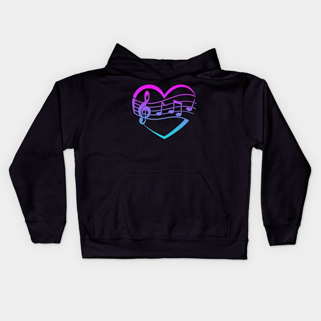 Just Love Music Heart Kids Hoodie by Shawnsonart